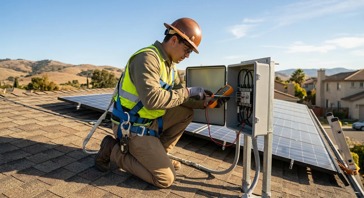 Commercial rooftop solar array under installation at a Gilroy business property