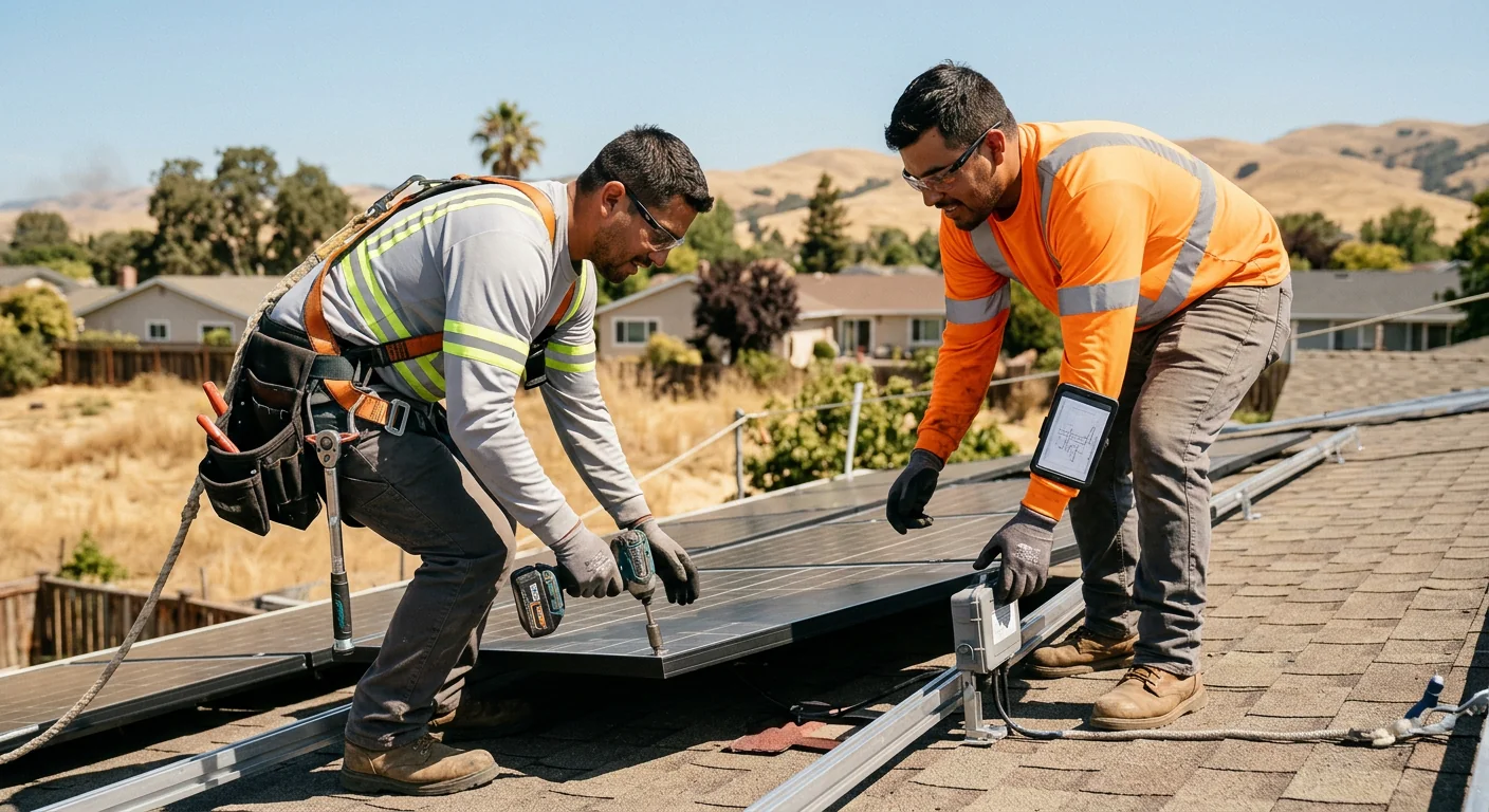 Off-grid solar system with battery storage installed at a rural Gilroy property